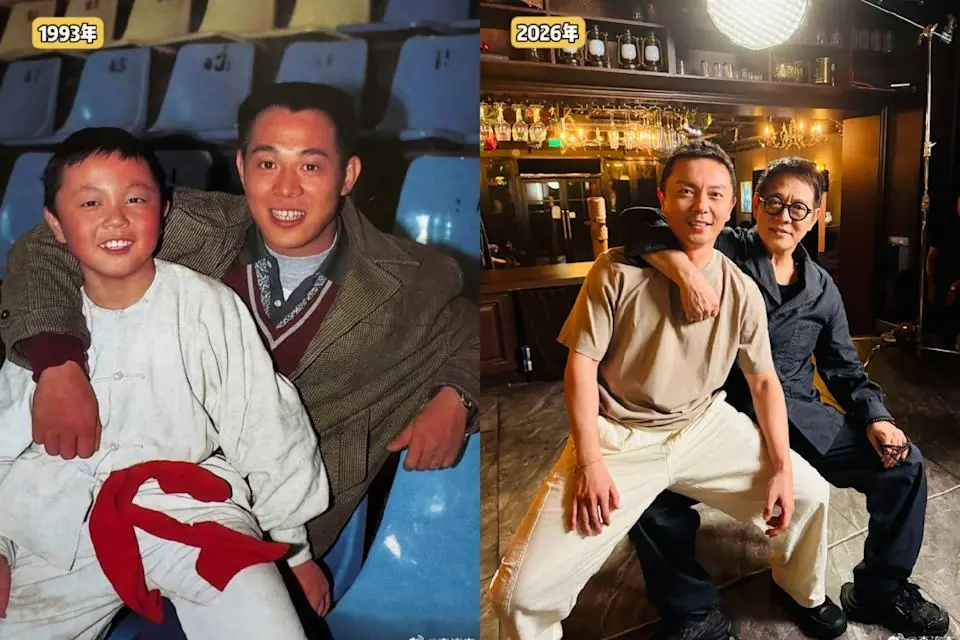 李连杰重逢谢苗 晒33年前两人合影感慨“儿子长大了”