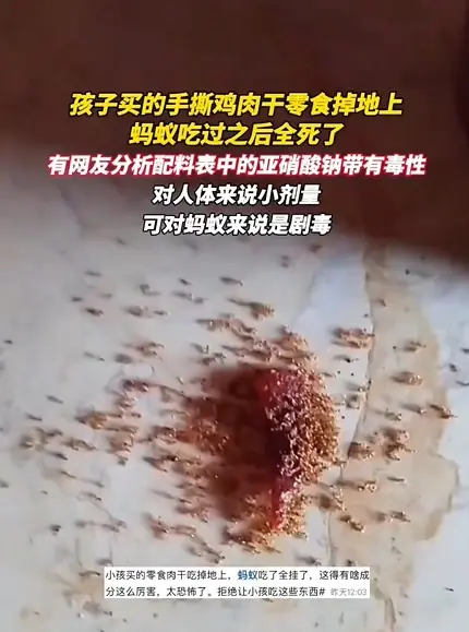 儿童零食碎渣毒死蚂蚁!网友热议儿童食品添加剂安全