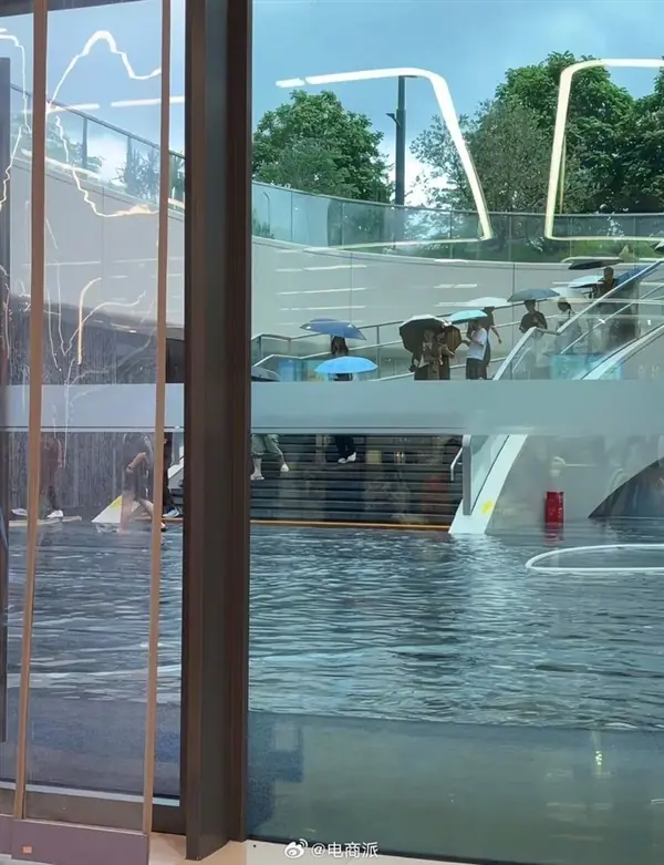 深圳腾讯企鹅岛暴雨现积水，水帘洞办公引热议