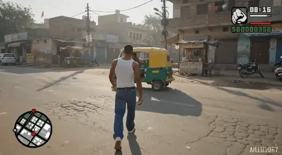 AI短片GTA:圣德里以德里街景打造印度风开放世界