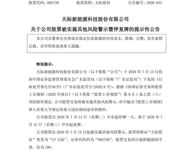002759,深夜“爆雷”!年报造假,将被ST!董事长等4人被罚!股价年内已“腰斩”